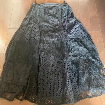 Ray BEAMS 블랙 레이스 롱 스커트 새상품급 0