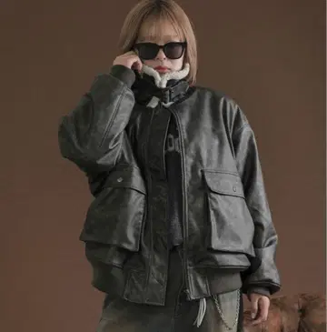 인조 가죽 자켓 블랙