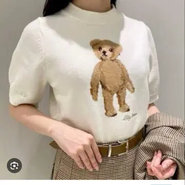 Lily Brown 곰 자수 반팔 니트 썸머 니트