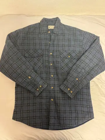 플란넬 셔츠 블루 계열 체크 무늬 퀼팅