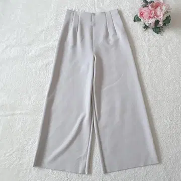 와이드 팬츠 밑단 컷팅 허리밴딩 부드러운 베이지 M