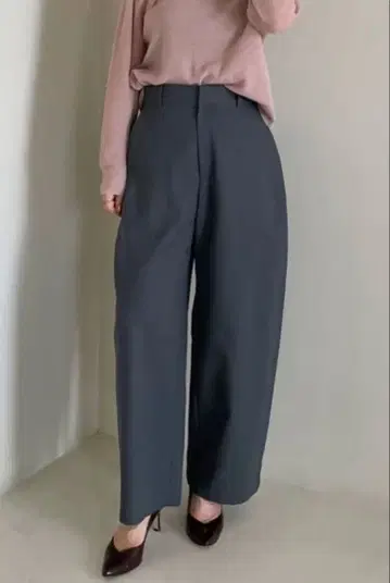 UNFILO 앙피로 [세탁 가능] 커브 와이드 팬츠 M 차콜