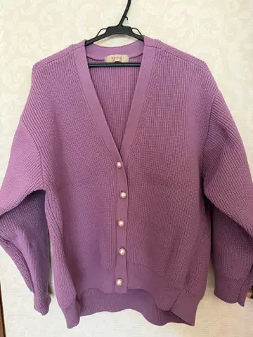 JUSGLITTY 퍼플 니트 가디건 사이즈 2
