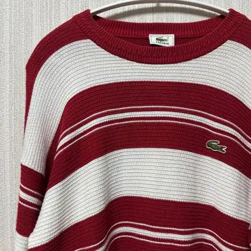 Lacoste 스트라이프 니트 스웨터 빨흰