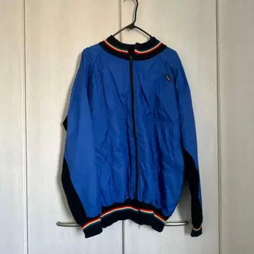 나일론 자켓 파랑 블랙 리브 편직