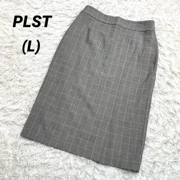 PLST 플라스테 체크 무늬 무릎 아래 타이트 스커트 그레이 L 사이즈
