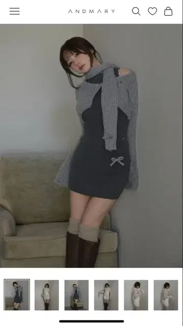 Andmary Zoff 머플러 니트 세트 미개봉 새상품 그레이