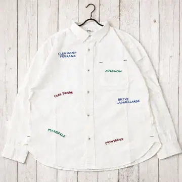 새상품 CUBE SUGAR 인도 기모 모슬린 로고 자수 셔츠