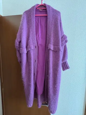 Lily Brown 퍼플 롱 가디건 프릴 포함
