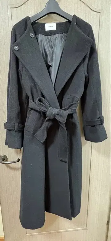 MURUA 블랙 롱 코트 벨트 포함