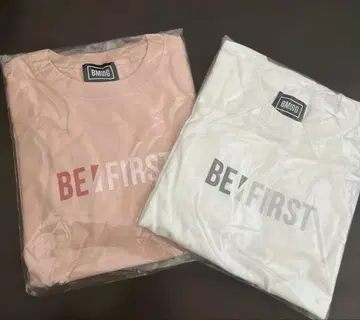 BE:FIRST 컬러 로고 롱 슬리브 T셔츠 화이트&오프핑크 M세트