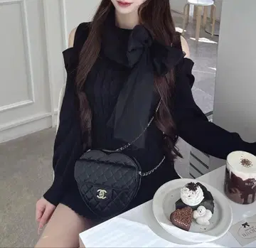 lumignon 튤 리본 케이블 니트 드레스