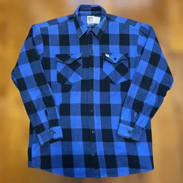 BIG BILL 플란넬 셔츠 L 버팔로 체크 파랑 x 블랙 미국제