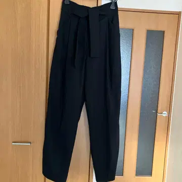 manof 블랙 하이웨스트 와이드 팬츠