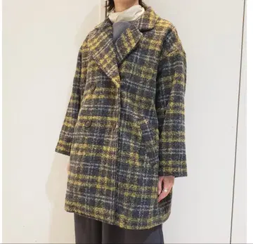 [ ZAMPA ] 체크 무늬 와이드 P 코트