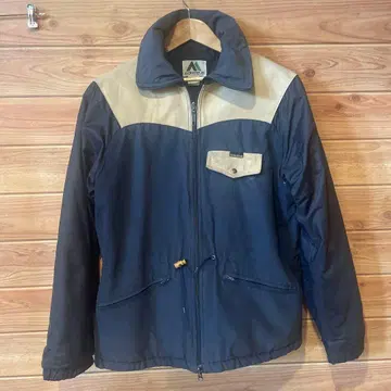 MONITEUR 가죽 절개 나일론 자켓 네이비 x 베이지 L 상당