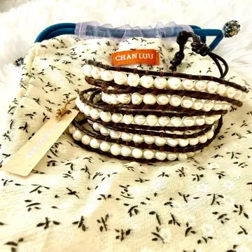 [ 미사용 ] CHAN LUU 팔찌 화이트 펄 x 가죽