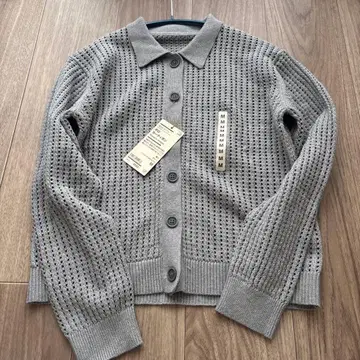 무인양품 워셔블 메쉬 폴로 가디건 그레이