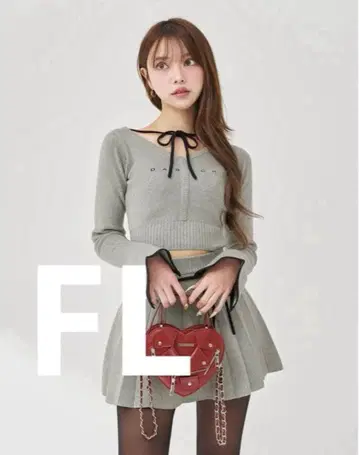 darich 다리치 허리 오픈 리본 디자인 니트 미니 원피스 FL