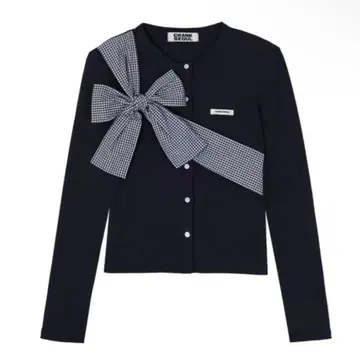 CRANK 리본 타이드 니트 가디건 네이비