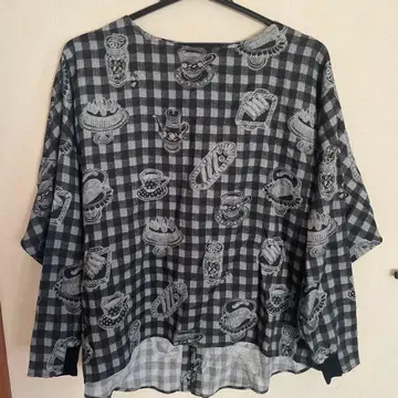 비어즐리 스위츠 디자인 체크 무늬 긴팔 셔츠