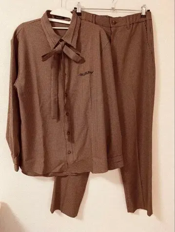 MILKBOY 브라운 체크 셋업 셔츠 팬츠