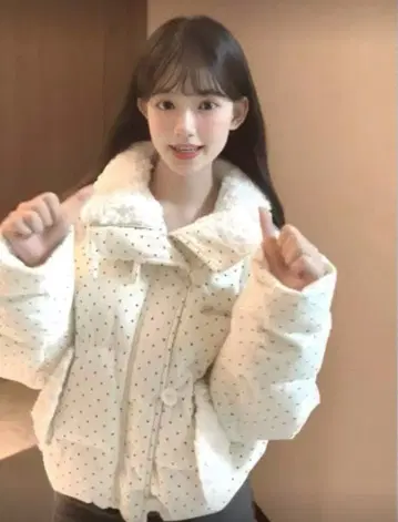 shein 퀼팅 다운 도트 화이트 아이보리 M