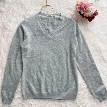 유니클로 캐시미어 V넥 스웨터 그레이 M