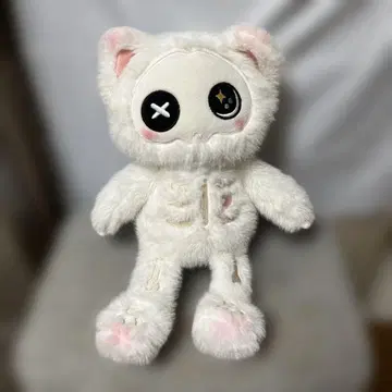 화이트 스켈레톤 디자인 고양이 봉제 인형