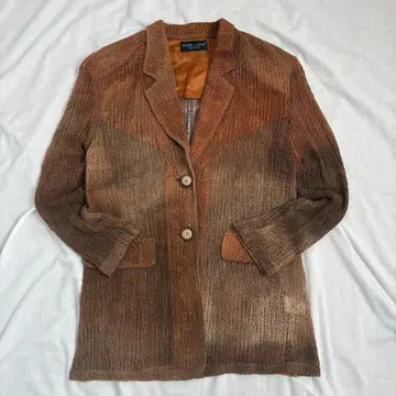 이탈리아제 그라데이션 메쉬 편직 테일러드 자켓 브라운 계열