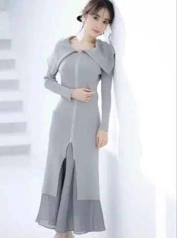 머큐리 듀오 스커트 세트 풀 집업 니트 원피스 그레이