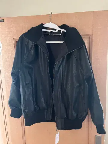 빈티지풍 PU 가죽 더블 지퍼 리브 터틀 블루종