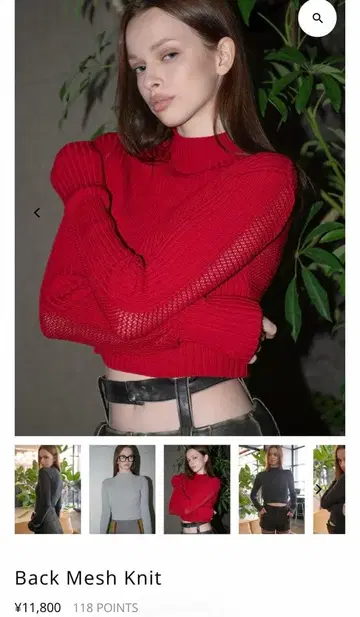 [ 새상품 ] Juemi 백 메쉬 니트 레드 Back Mesh Knit