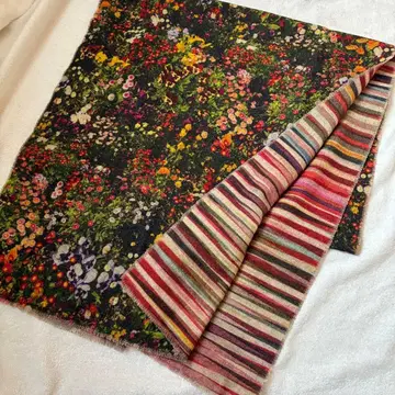 폴스미스 캐시미어 혼방 머플러 스톨 보더 꽃무늬 올 패턴 멀티 컬러