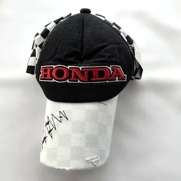 HONDA 야구 모자 블랙/레드/화이트 데미지풍
