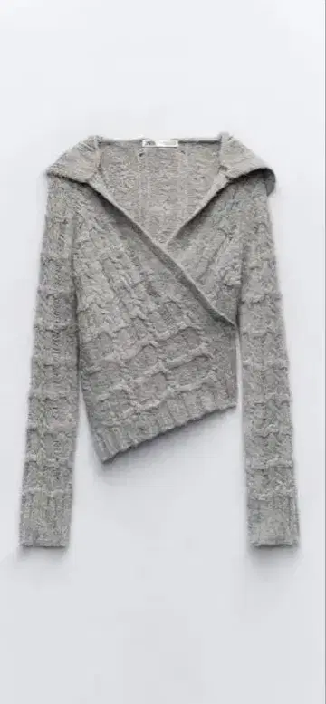 ZARA 비대칭 니트 스웨터 후드 그레이 새상품