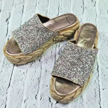 MANA 마나 39 글리터 에스파드리유 샌들 통굽 새상품급