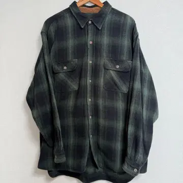 옴브레 체크 헤비 플란넬 셔츠 green x black