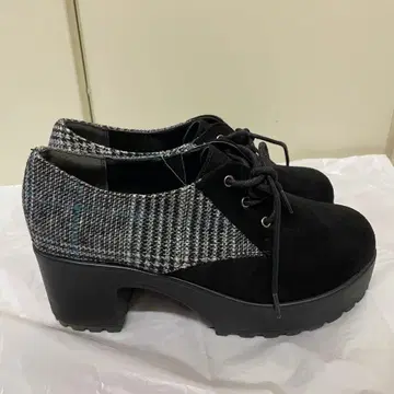 Zipper 스웨이드 트위드 통굽 신발