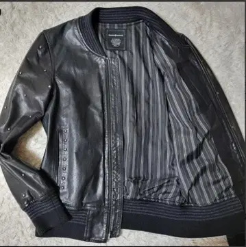 새상품급 커스텀컬처 램 가죽 절개 소매 스터드 싱글 라이더 블랙