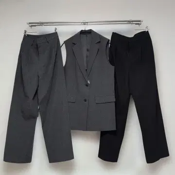 UNIQLO 턱 와이드 팬츠 구형 그레이 블랙 베스트 3종 세트