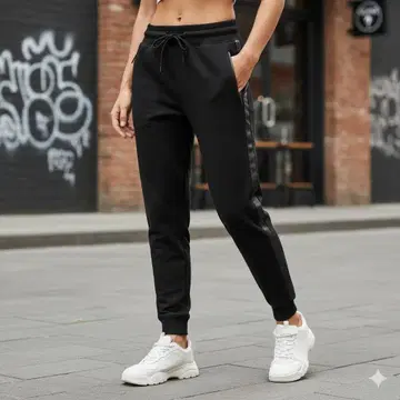 GUESS 게스 사이드 라인 스웨트 팬츠 조거 팬츠 블랙 M