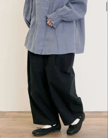 사만사 모스모스 팬츠 박스 턱 팬츠 블랙 L