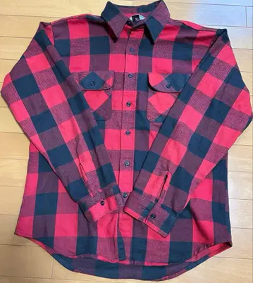 70s 80s 삼각형 택 파이브 브라더 플란넬 셔츠 버팔로 L