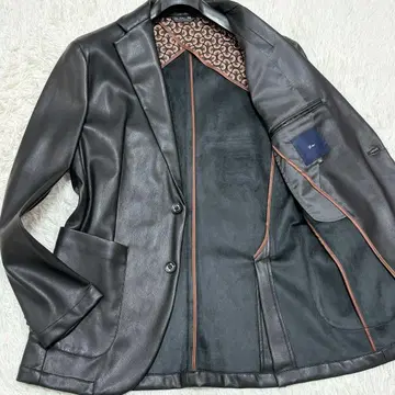 미사용 택 포함 G-STAGE 가죽 테일러드 자켓 화려한 안감 블랙