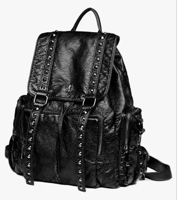 RO ROX 스터드 장식 가죽 백팩