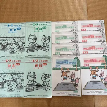 간바루샤 에이스 PowerUP 산수 초등 3학년 사회 과학 세트