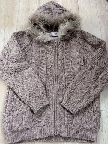 퍼 포함 케이블 니트 자켓 집업 후드 손뜨개질풍 Y2K