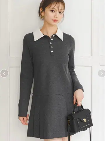 [ snidel ] 폴로 옷깃 플리츠 원피스