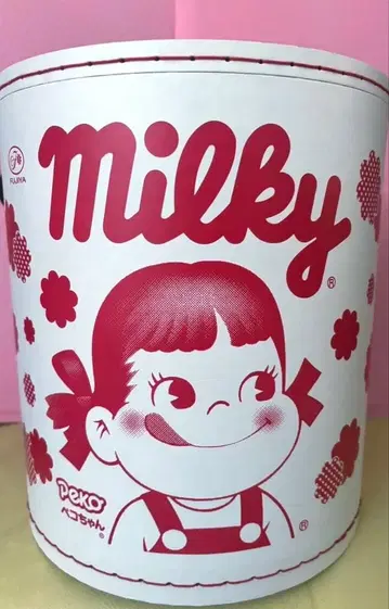 미사용 후지야 밀키 페코짱 크라프트 빅 라운드 캔 스툴 캔 드럼 버킷